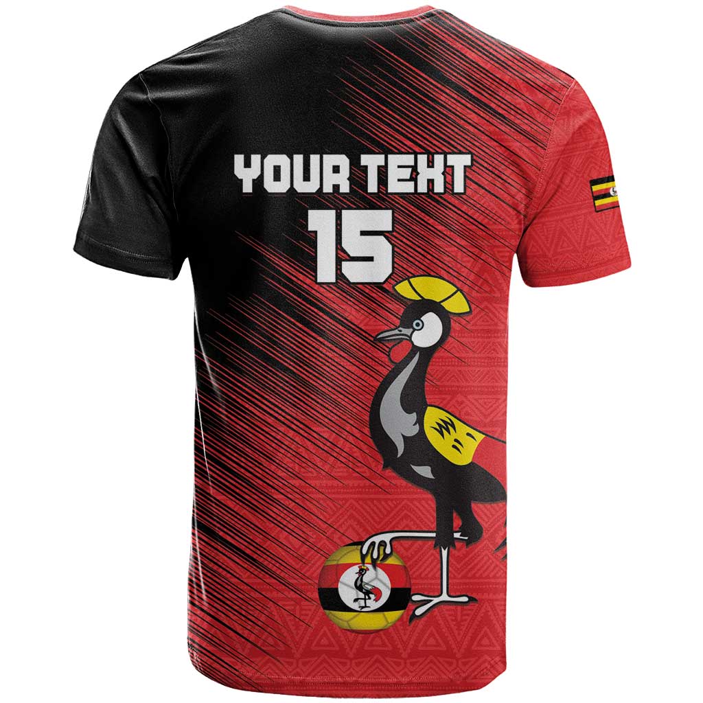 Uganda Football Custom T shirt African Pattern Mix Grunge Style - Red Color