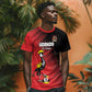 Uganda Football Custom T shirt African Pattern Mix Grunge Style - Red Color