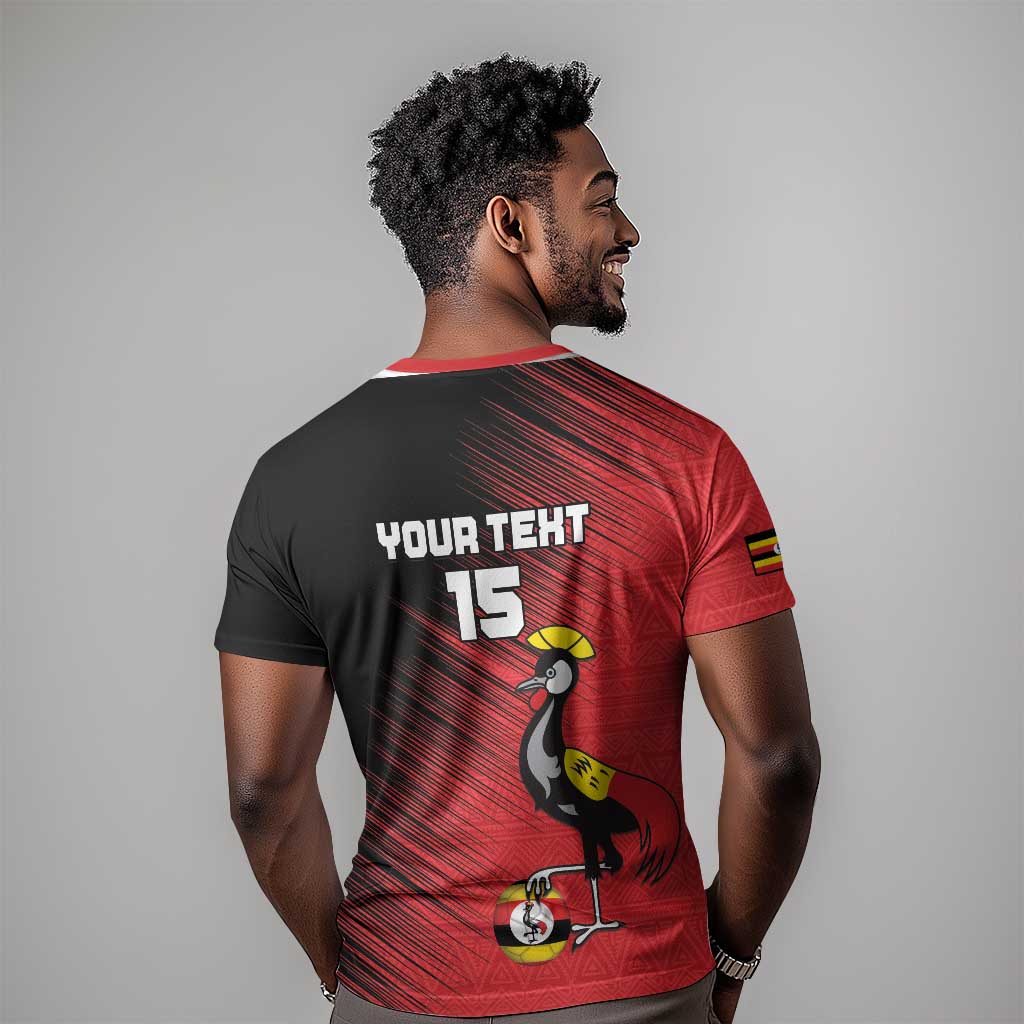 Uganda Football Custom T shirt African Pattern Mix Grunge Style - Red Color