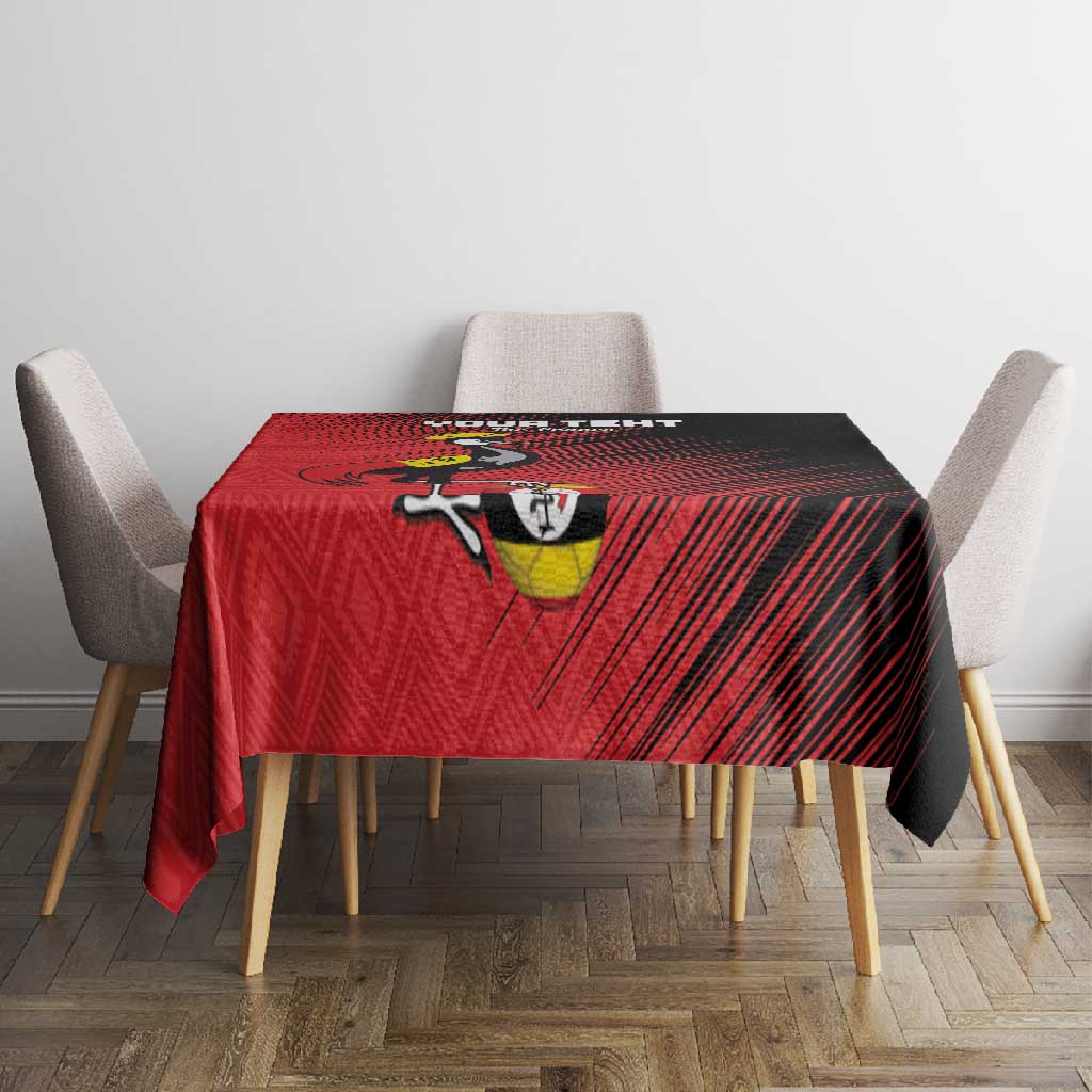 Uganda Football Custom Tablecloth African Pattern Mix Grunge Style - Red Color