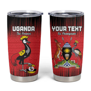 Uganda Football Custom Tumbler Cup African Pattern Mix Grunge Style - Red Color