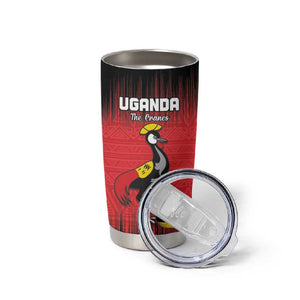 Uganda Football Custom Tumbler Cup African Pattern Mix Grunge Style - Red Color