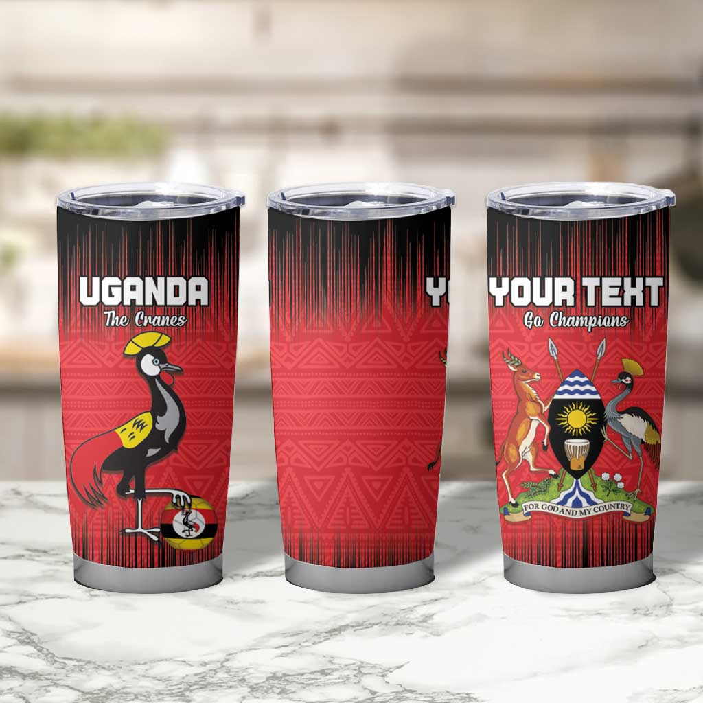 Uganda Football Custom Tumbler Cup African Pattern Mix Grunge Style - Red Color