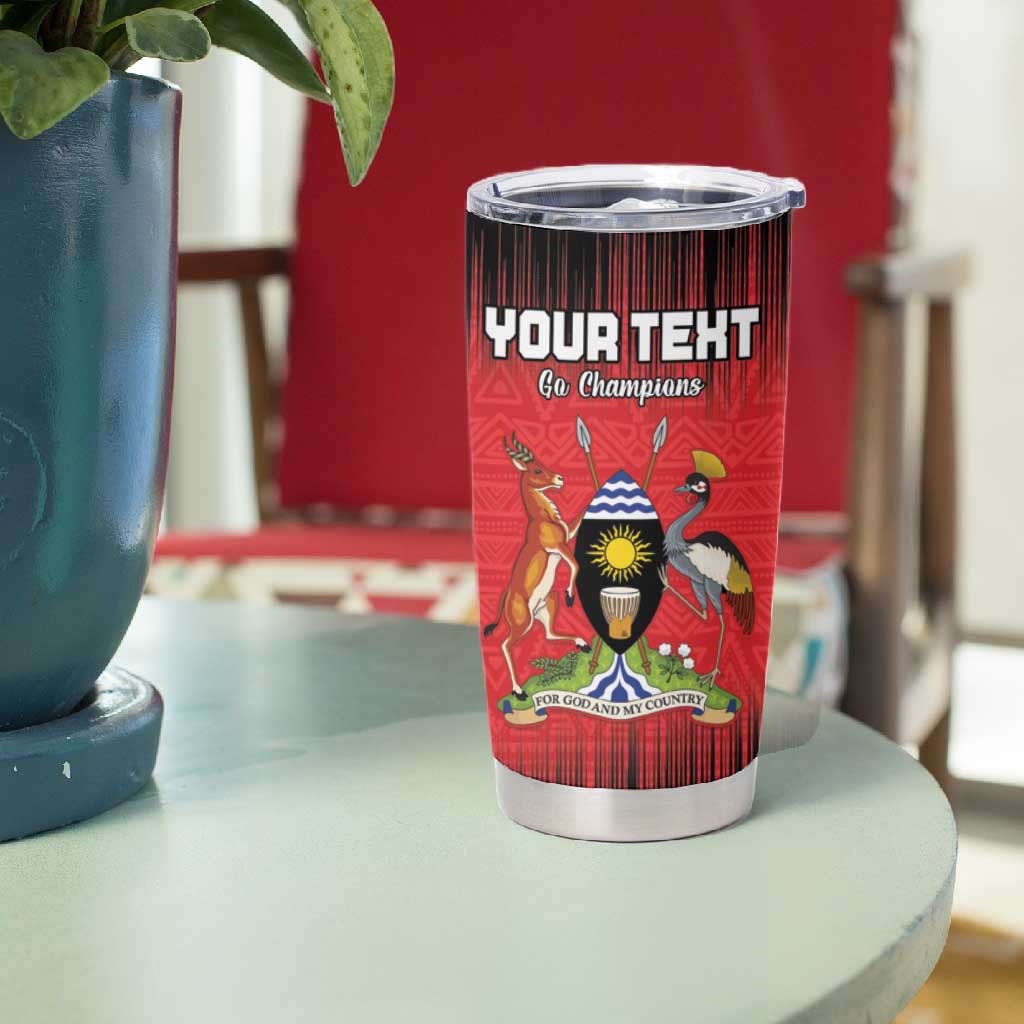 Uganda Football Custom Tumbler Cup African Pattern Mix Grunge Style - Red Color