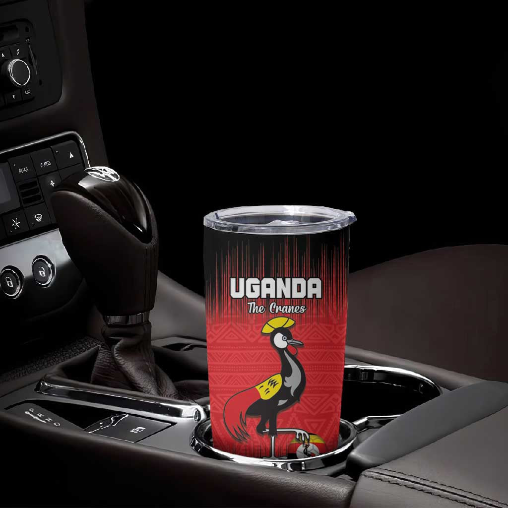 Uganda Football Custom Tumbler Cup African Pattern Mix Grunge Style - Red Color