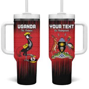 Uganda Football Custom Tumbler With Handle African Pattern Mix Grunge Style - Red Color
