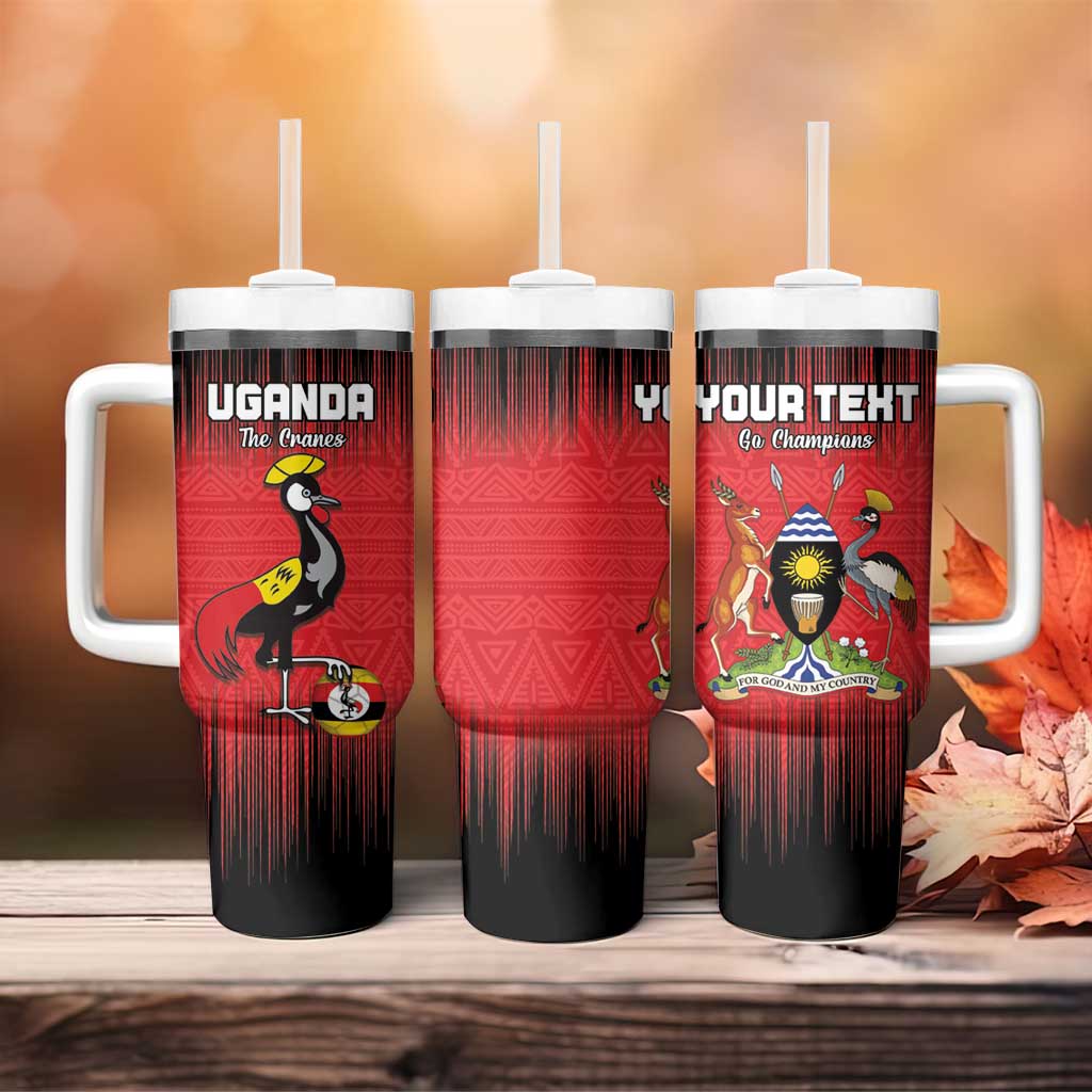 Uganda Football Custom Tumbler With Handle African Pattern Mix Grunge Style - Red Color