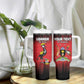 Uganda Football Custom Tumbler With Handle African Pattern Mix Grunge Style - Red Color