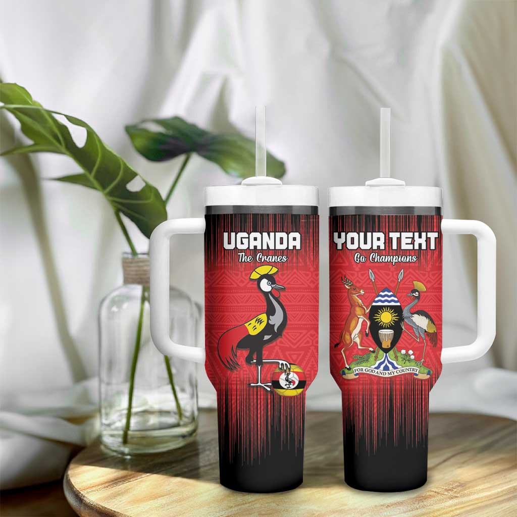 Uganda Football Custom Tumbler With Handle African Pattern Mix Grunge Style - Red Color