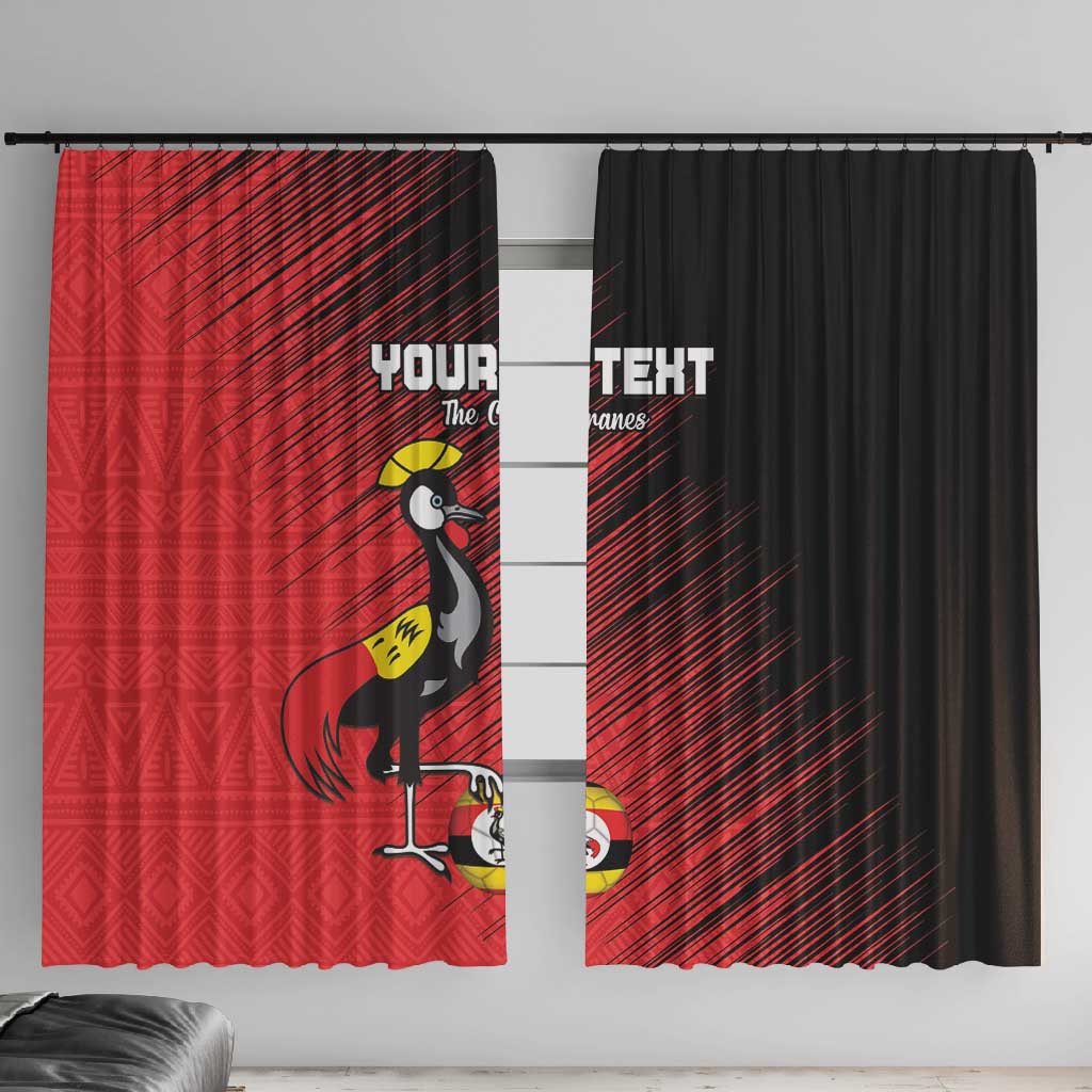 Uganda Football Custom Window Curtain African Pattern Mix Grunge Style - Red Color