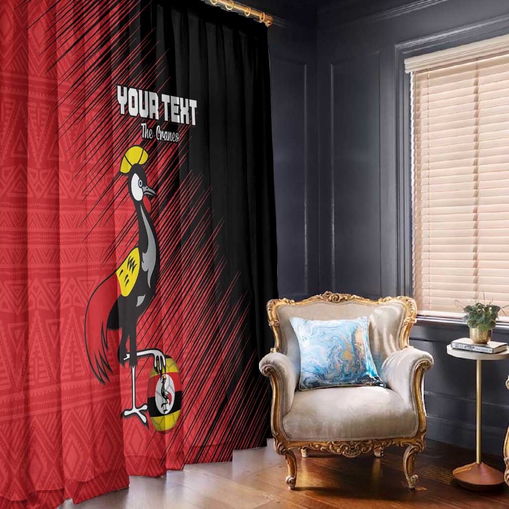 Uganda Football Custom Window Curtain African Pattern Mix Grunge Style - Red Color