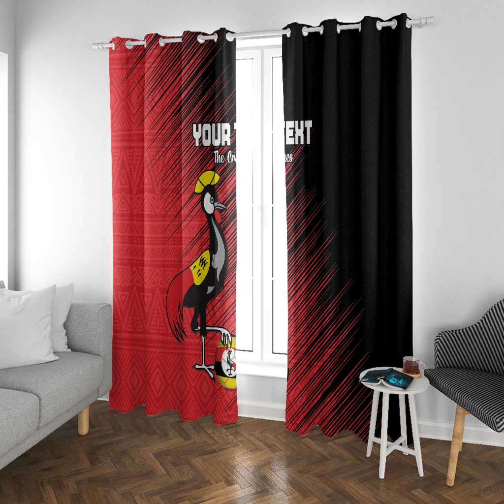Uganda Football Custom Window Curtain African Pattern Mix Grunge Style - Red Color