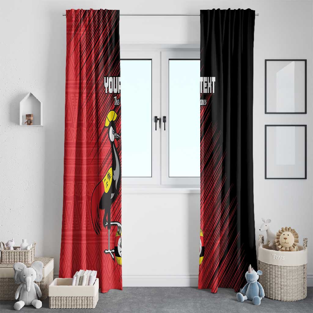 Uganda Football Custom Window Curtain African Pattern Mix Grunge Style - Red Color