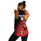 Uganda Football Custom Women Racerback Tank African Pattern Mix Grunge Style - Red Color