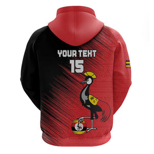 Uganda Football Custom Zip Hoodie African Pattern Mix Grunge Style - Red Color