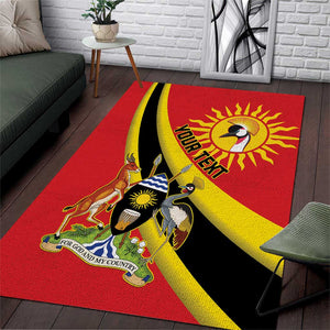 Personalised Afro Uganda Area Rug Black Crowned Crane With Coat Of Arms