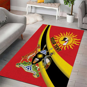 Personalised Afro Uganda Area Rug Black Crowned Crane With Coat Of Arms