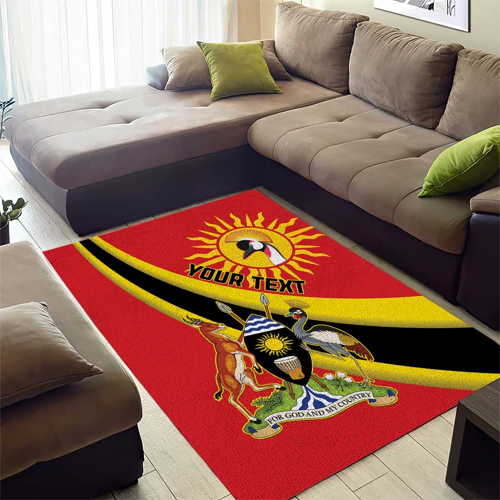 Personalised Afro Uganda Area Rug Black Crowned Crane With Coat Of Arms