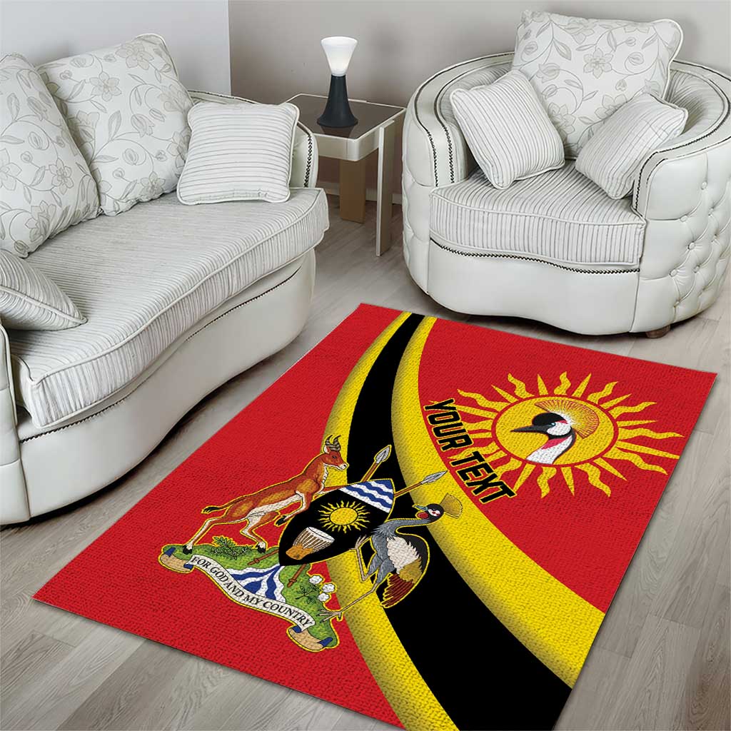 Personalised Afro Uganda Area Rug Black Crowned Crane With Coat Of Arms