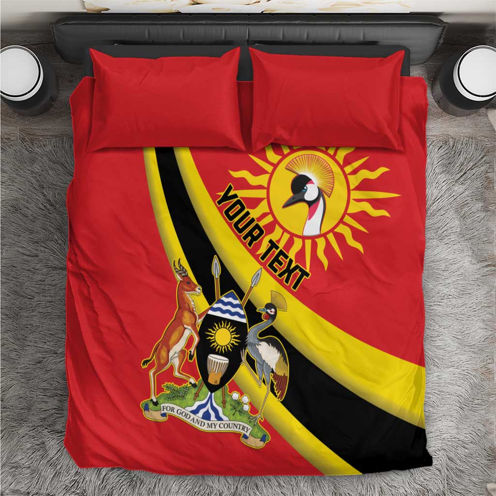 Personalised Afro Uganda Bedding Set Black Crowned Crane With Coat Of Arms