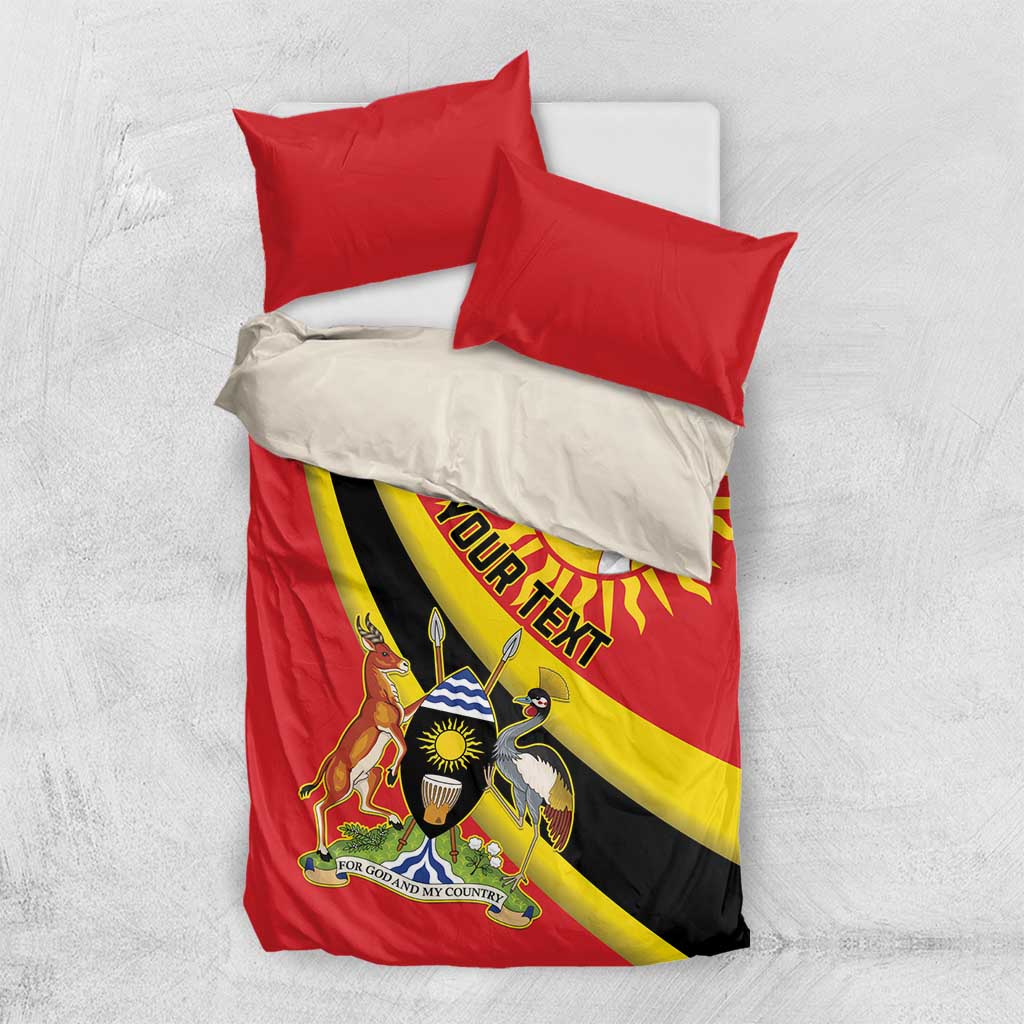 Personalised Afro Uganda Bedding Set Black Crowned Crane With Coat Of Arms
