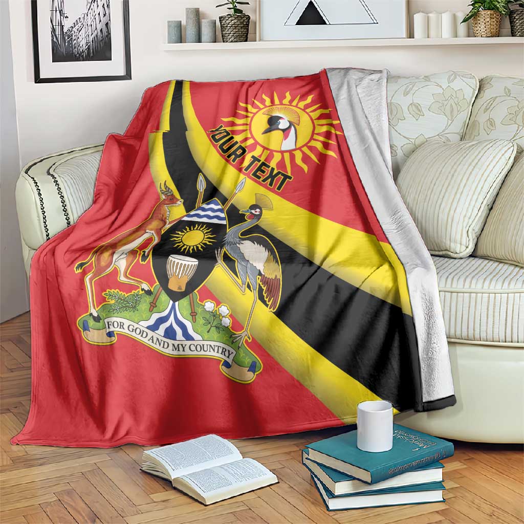 Personalised Afro Uganda Blanket Black Crowned Crane With Coat Of Arms