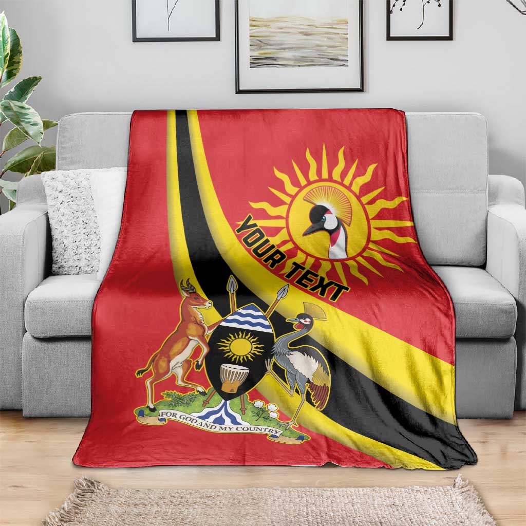 Personalised Afro Uganda Blanket Black Crowned Crane With Coat Of Arms