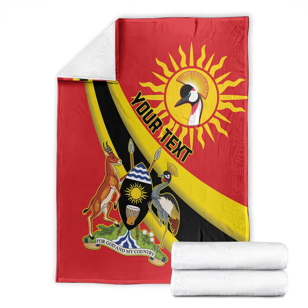 Personalised Afro Uganda Blanket Black Crowned Crane With Coat Of Arms
