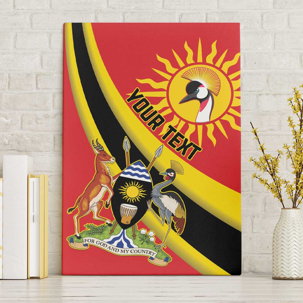 Personalised Afro Uganda Canvas Wall Art Black Crowned Crane With Coat Of Arms
