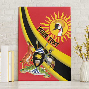 Personalised Afro Uganda Canvas Wall Art Black Crowned Crane With Coat Of Arms