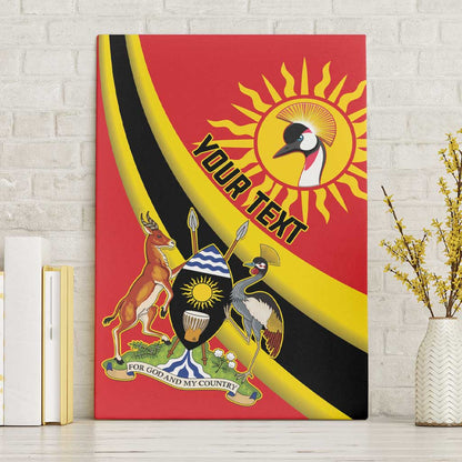 Personalised Afro Uganda Canvas Wall Art Black Crowned Crane With Coat Of Arms