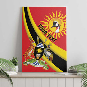 Personalised Afro Uganda Canvas Wall Art Black Crowned Crane With Coat Of Arms