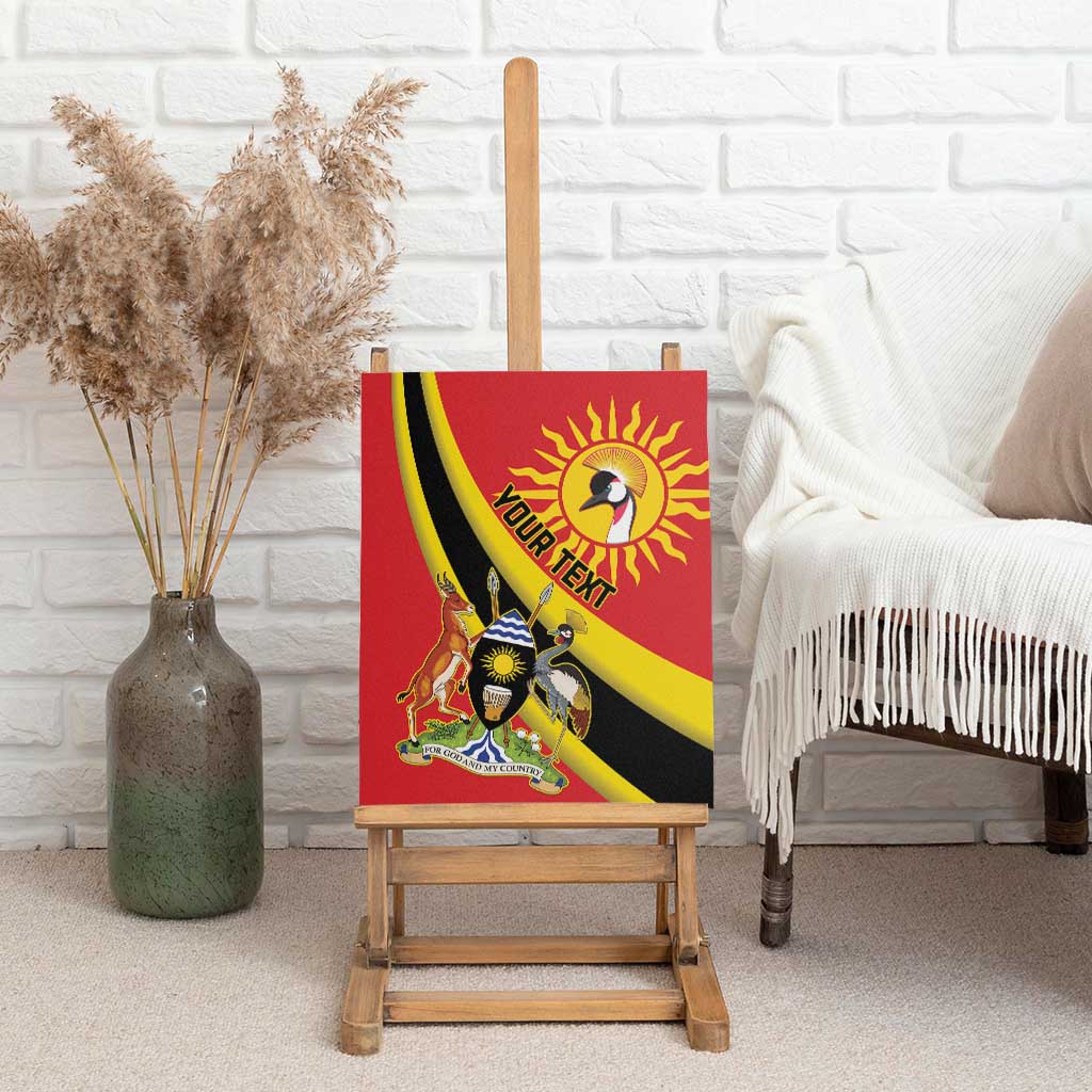Personalised Afro Uganda Canvas Wall Art Black Crowned Crane With Coat Of Arms