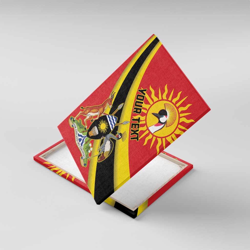 Personalised Afro Uganda Canvas Wall Art Black Crowned Crane With Coat Of Arms