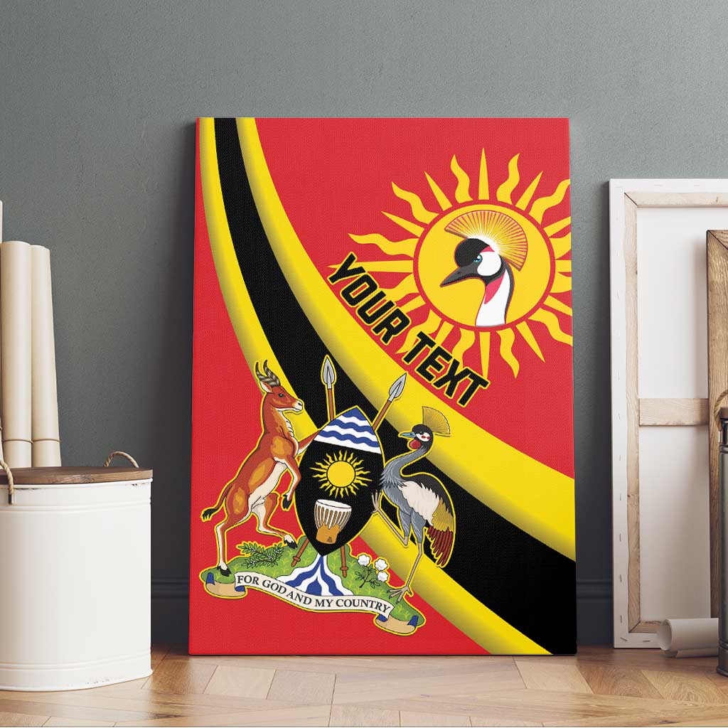 Personalised Afro Uganda Canvas Wall Art Black Crowned Crane With Coat Of Arms