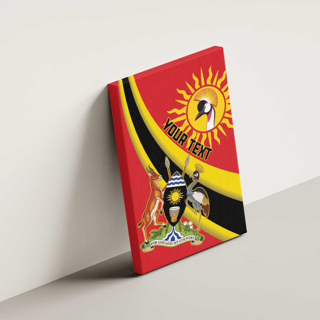Personalised Afro Uganda Canvas Wall Art Black Crowned Crane With Coat Of Arms