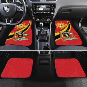 Personalised Afro Uganda Car Mats Black Crowned Crane With Coat Of Arms