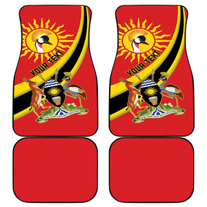 Personalised Afro Uganda Car Mats Black Crowned Crane With Coat Of Arms