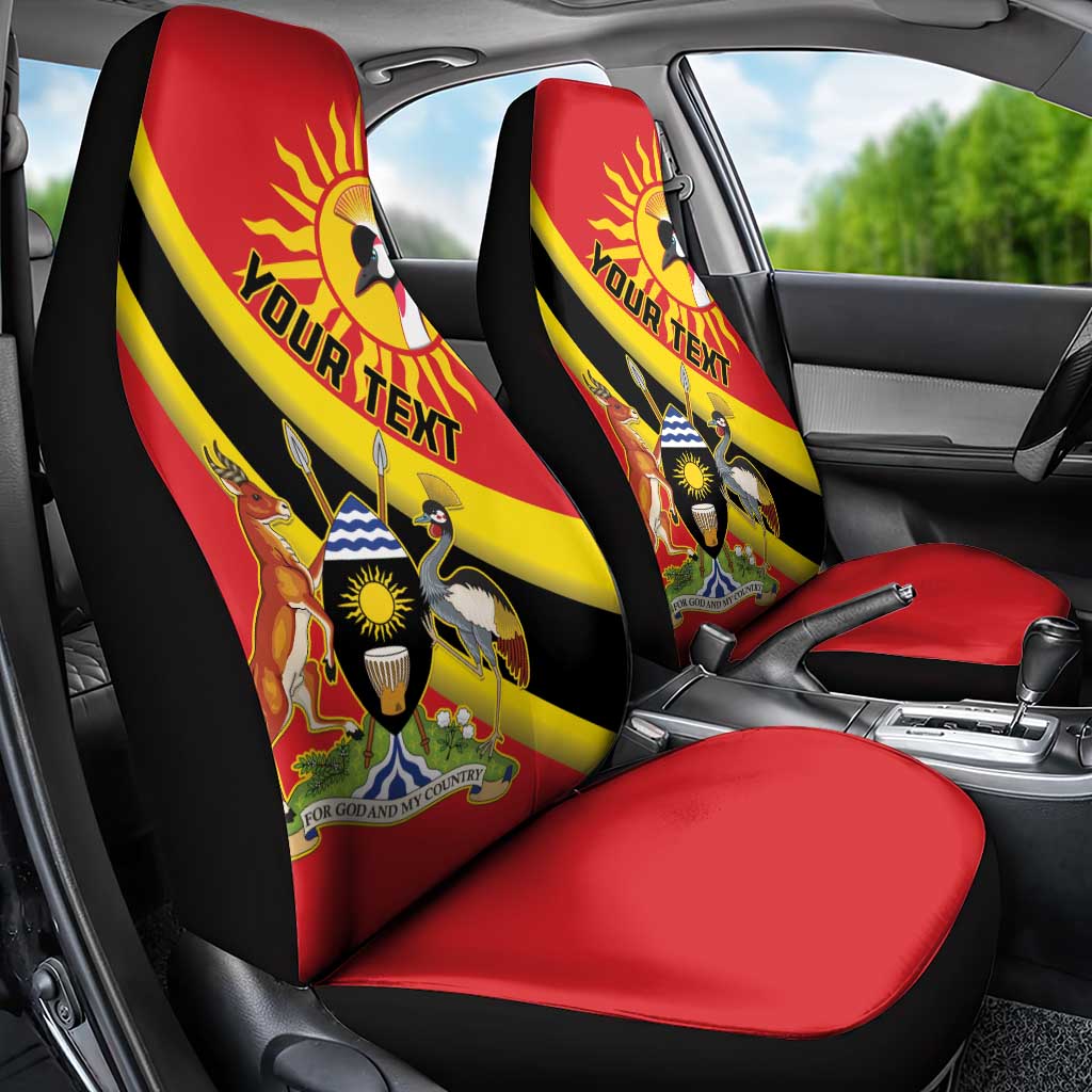 Personalised Afro Uganda Car Seat Cover Black Crowned Crane With Coat Of Arms