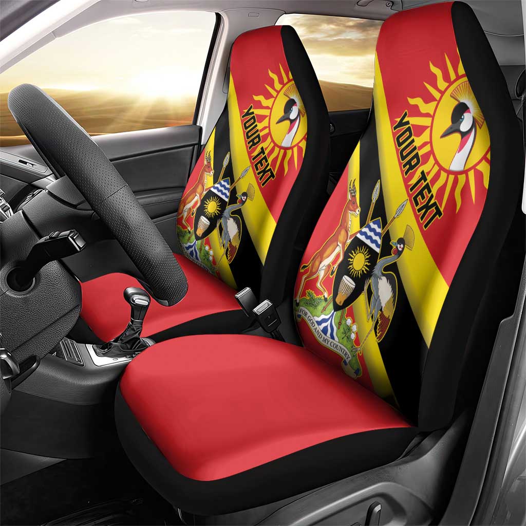 Personalised Afro Uganda Car Seat Cover Black Crowned Crane With Coat Of Arms