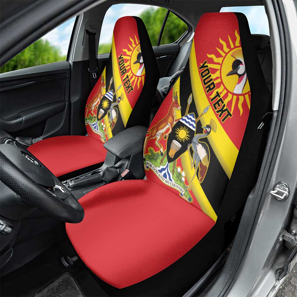 Personalised Afro Uganda Car Seat Cover Black Crowned Crane With Coat Of Arms