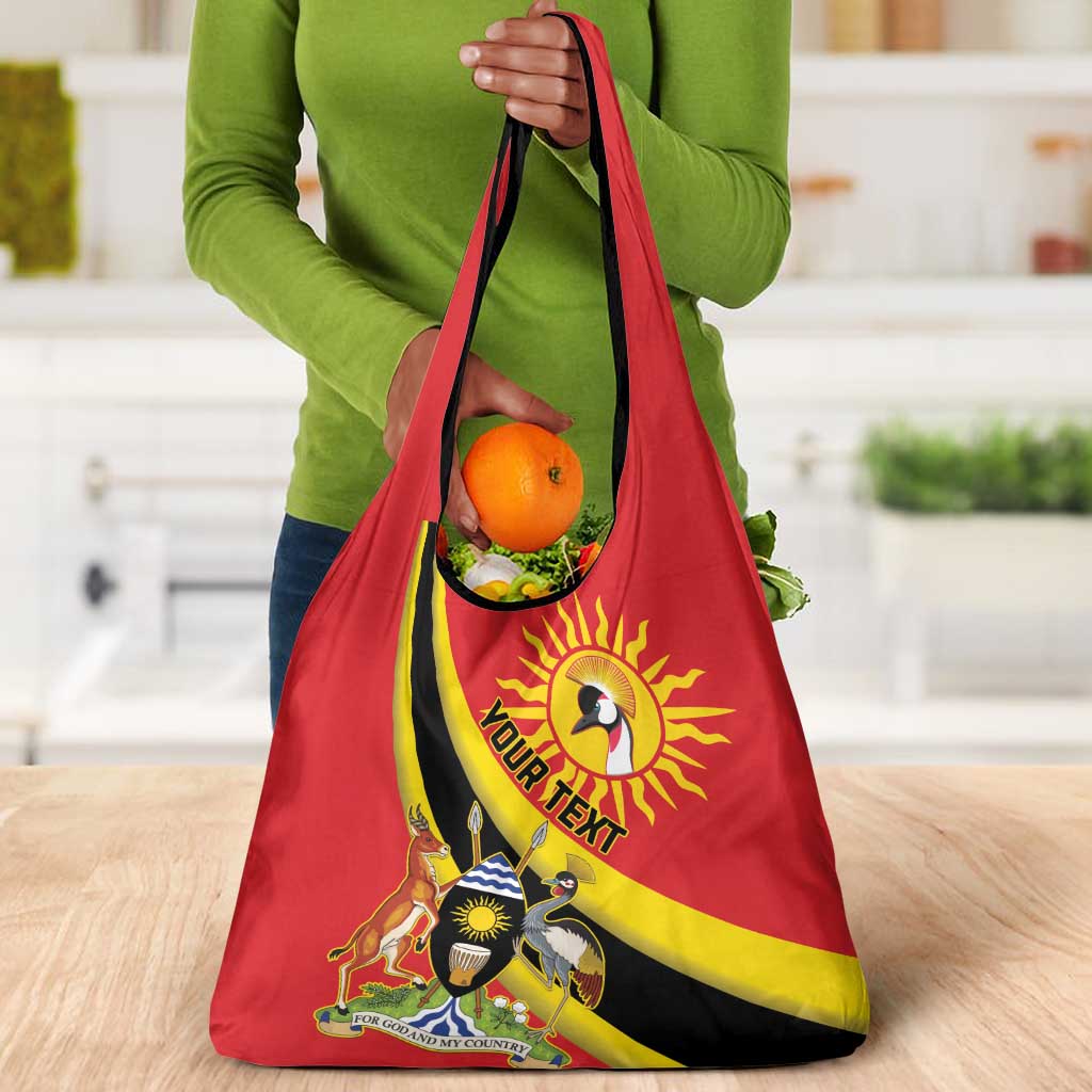 Personalised Afro Uganda Grocery Bag Black Crowned Crane With Coat Of Arms