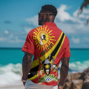 Personalised Afro Uganda Hawaiian Shirt Black Crowned Crane With Coat Of Arms