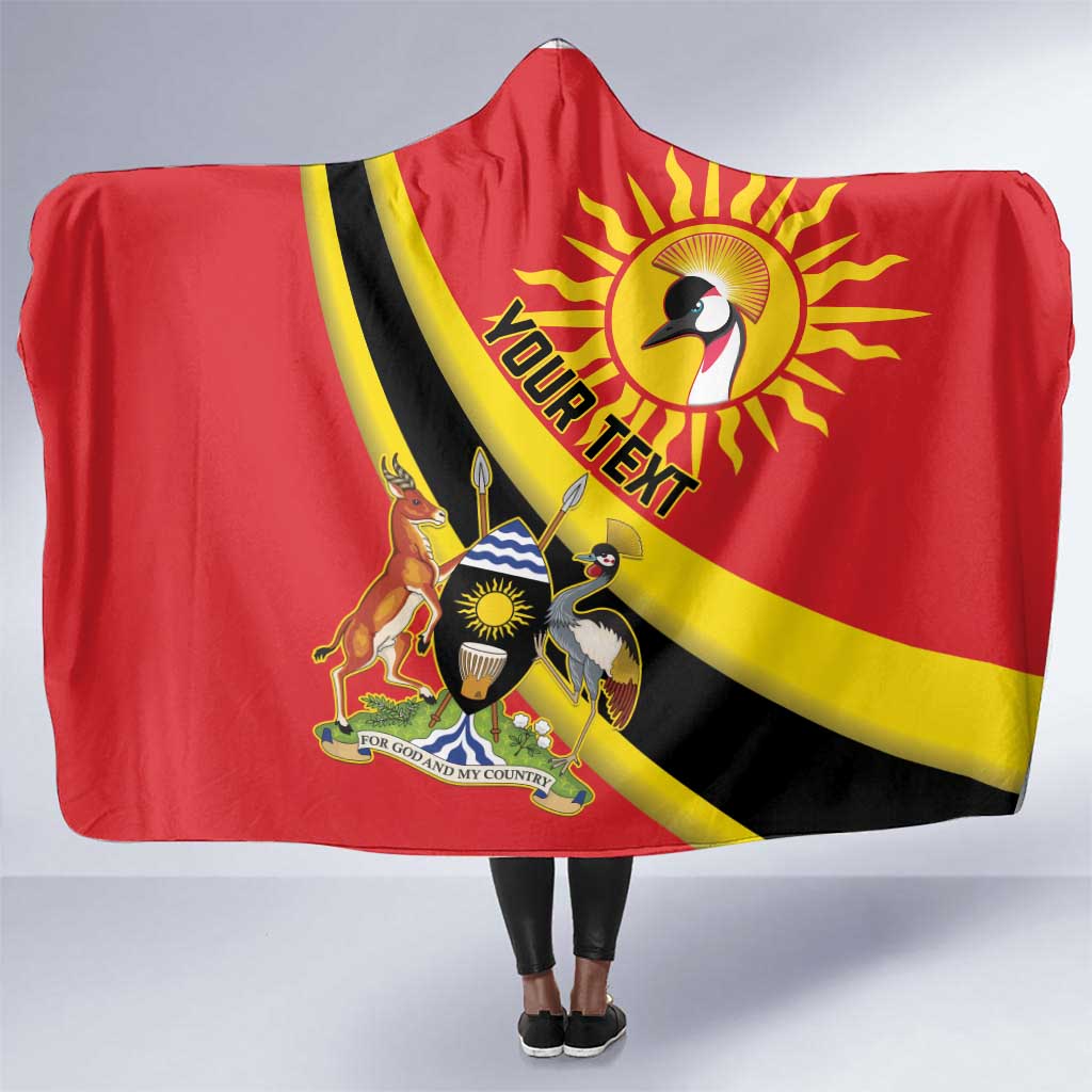Personalised Afro Uganda Hooded Blanket Black Crowned Crane With Coat Of Arms