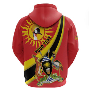 Personalised Afro Uganda Hoodie Black Crowned Crane With Coat Of Arms