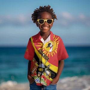 Personalised Afro Uganda Kid Hawaiian Shirt Black Crowned Crane With Coat Of Arms