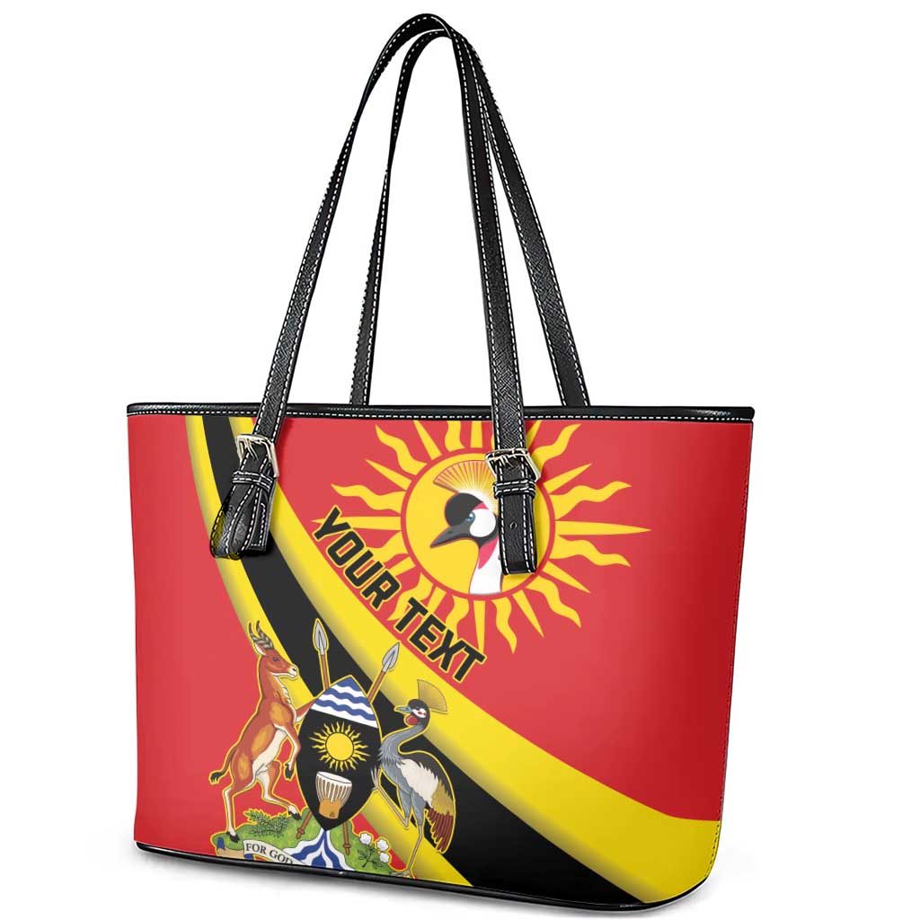 Personalised Afro Uganda Leather Tote Bag Black Crowned Crane With Coat Of Arms