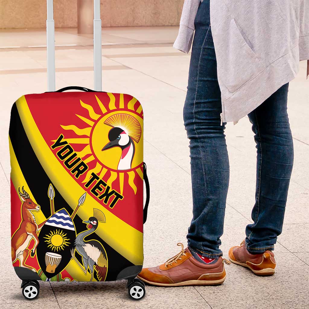 Personalised Afro Uganda Luggage Cover Black Crowned Crane With Coat Of Arms