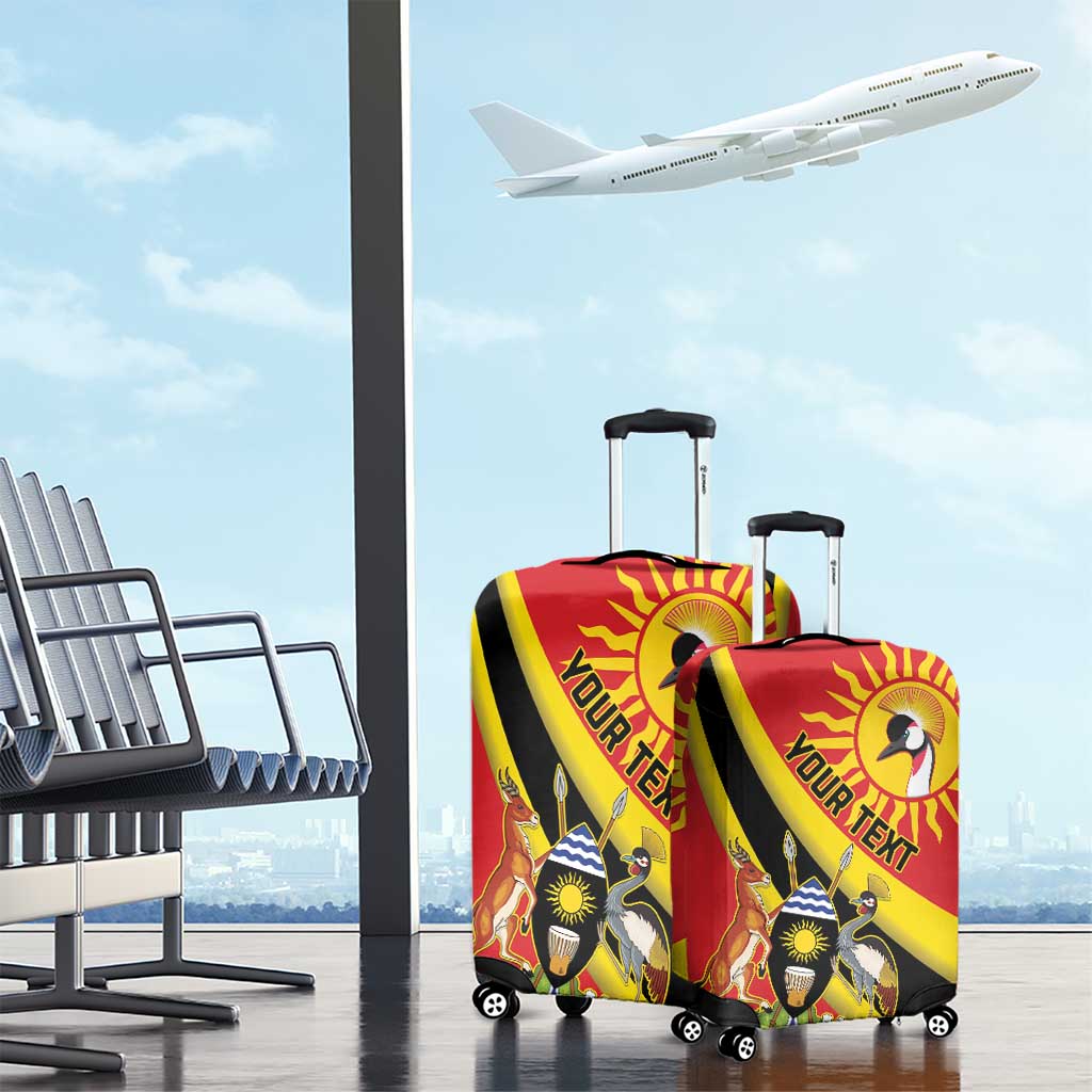 Personalised Afro Uganda Luggage Cover Black Crowned Crane With Coat Of Arms