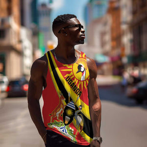 Personalised Afro Uganda Men Tank Top Black Crowned Crane With Coat Of Arms